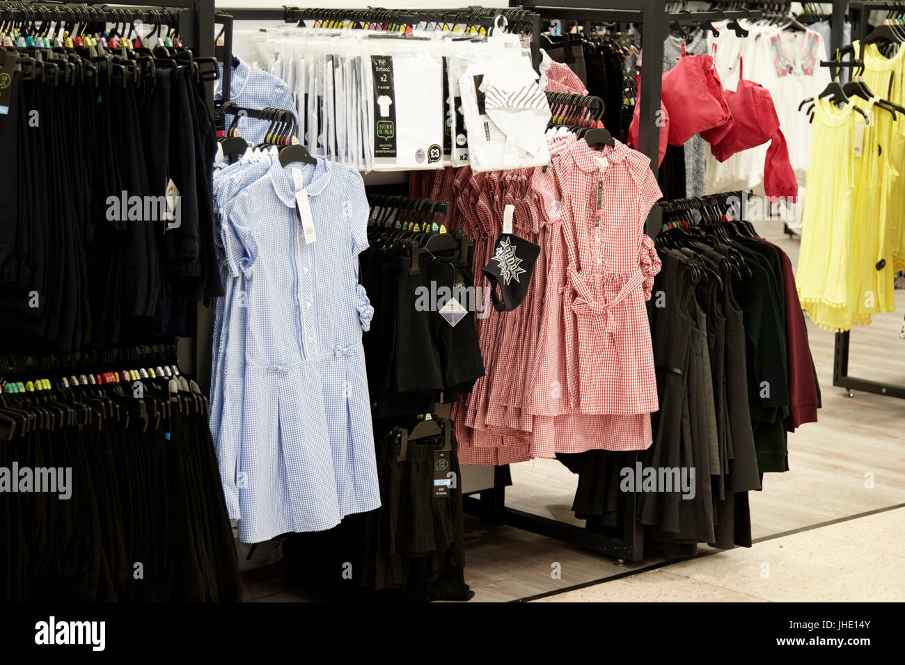 cheap school uniforms for sale in a uk tesco supermarket Stock Photo