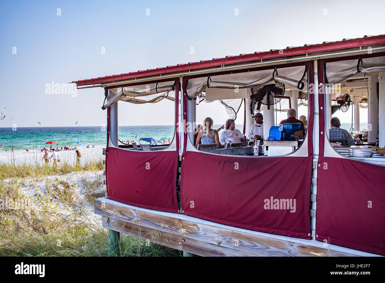 July 2017, Destin, FL The outdoor bar at the Crabtrap on the Destin beach Stock Photo Alamy