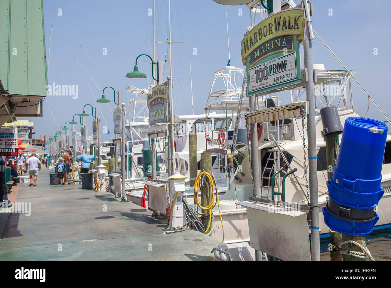 July 2017, Destin, FL A row of various boat charters and tours at the