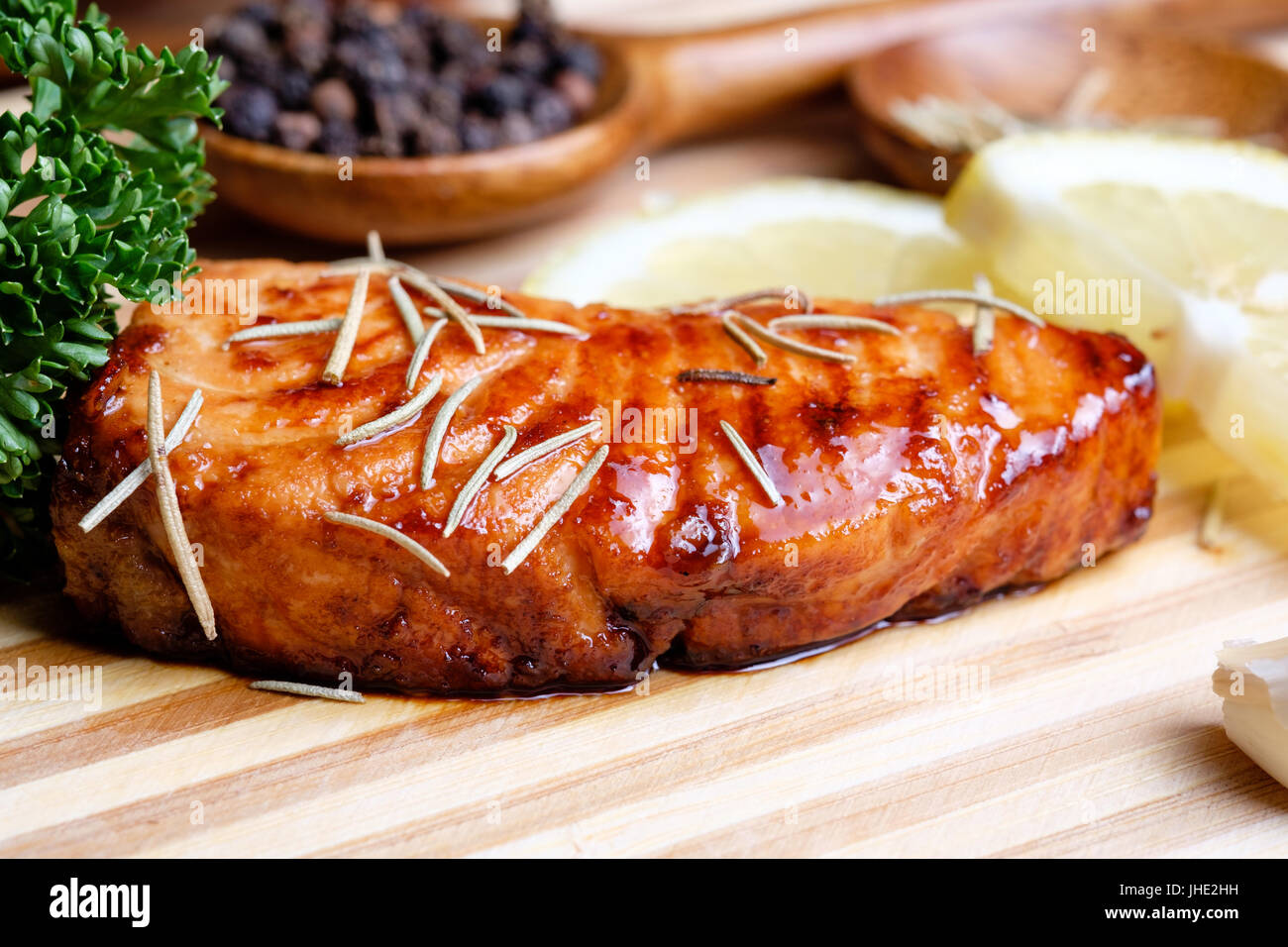 Pan grilled salmon fillet Stock Photo - Alamy