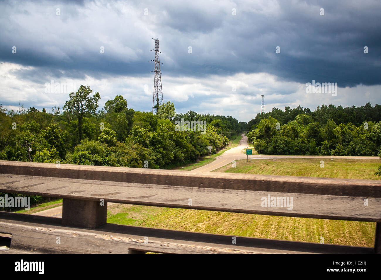 View from the Atchafalaya Basin Bridge, also known as Louisiana Airborne Memorial Bridge, the third longest bridge in the US. Stock Photo