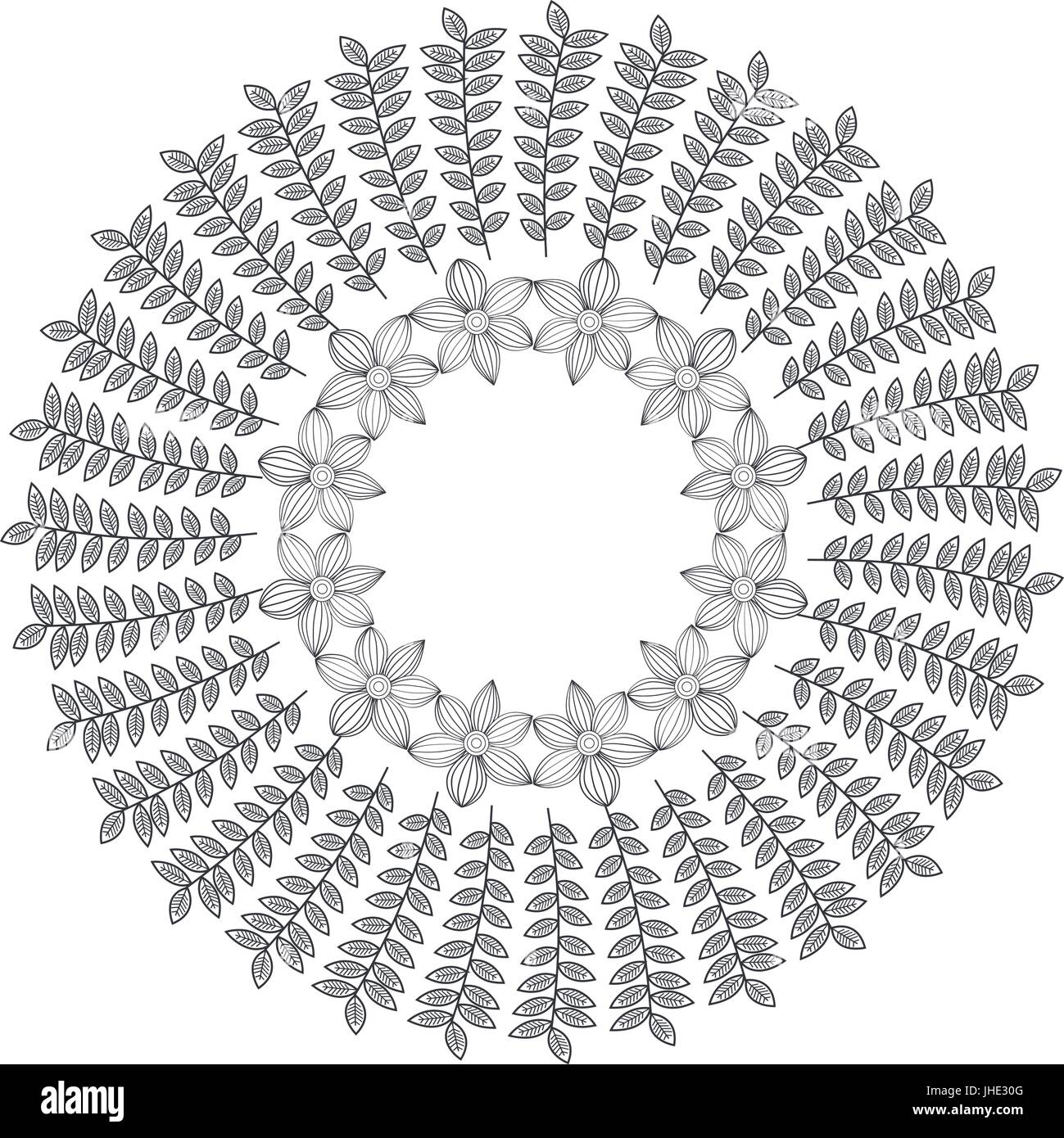 Circular crown with leaves vector illustration design Stock Vector ...