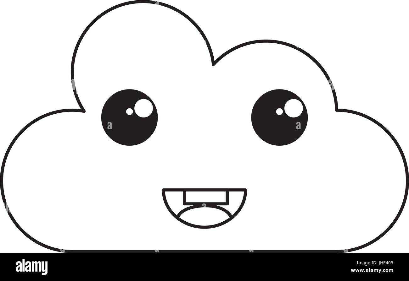 cloud silhouette kawaii character vector illustration design Stock ...