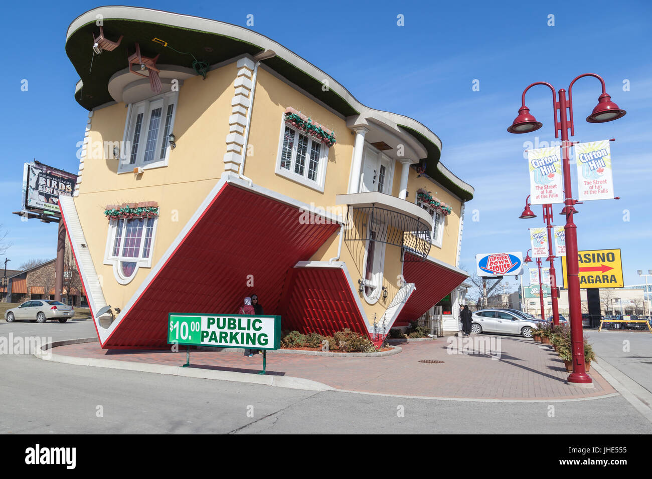 Upside Down House , also known as, The Whoopsy House, in Clifton Hill, Niagara Falls, Ontario, Canada. Stock Photo