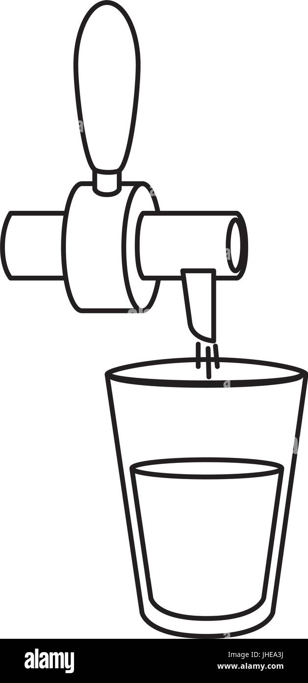 Beverage dispenser tap with a glass vector illustration design Stock
