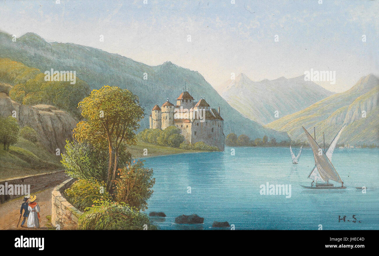Hubert Sattler - Blick auf Schloss Chillon am Genfer See Stock Photo