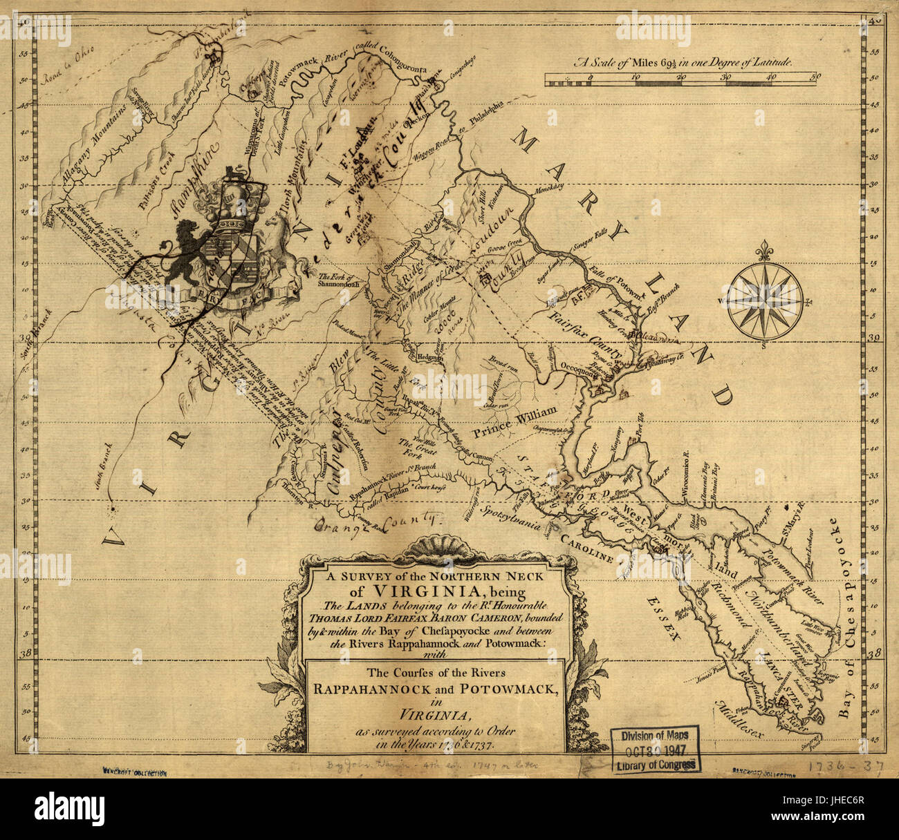 Northern Neck Proprietary map Stock Photo Alamy