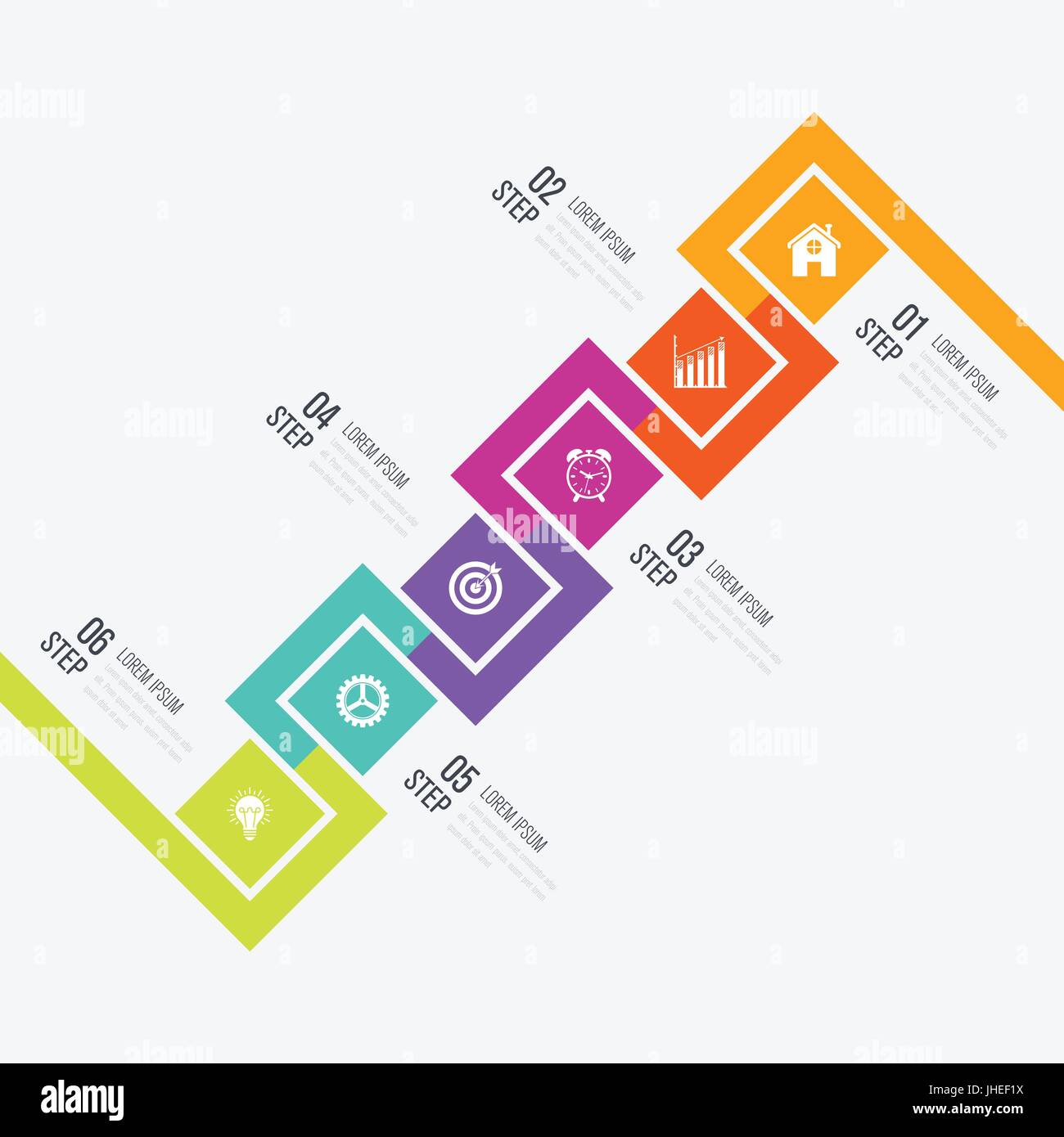 Modern infographics six square process template Stock Vector Image ...