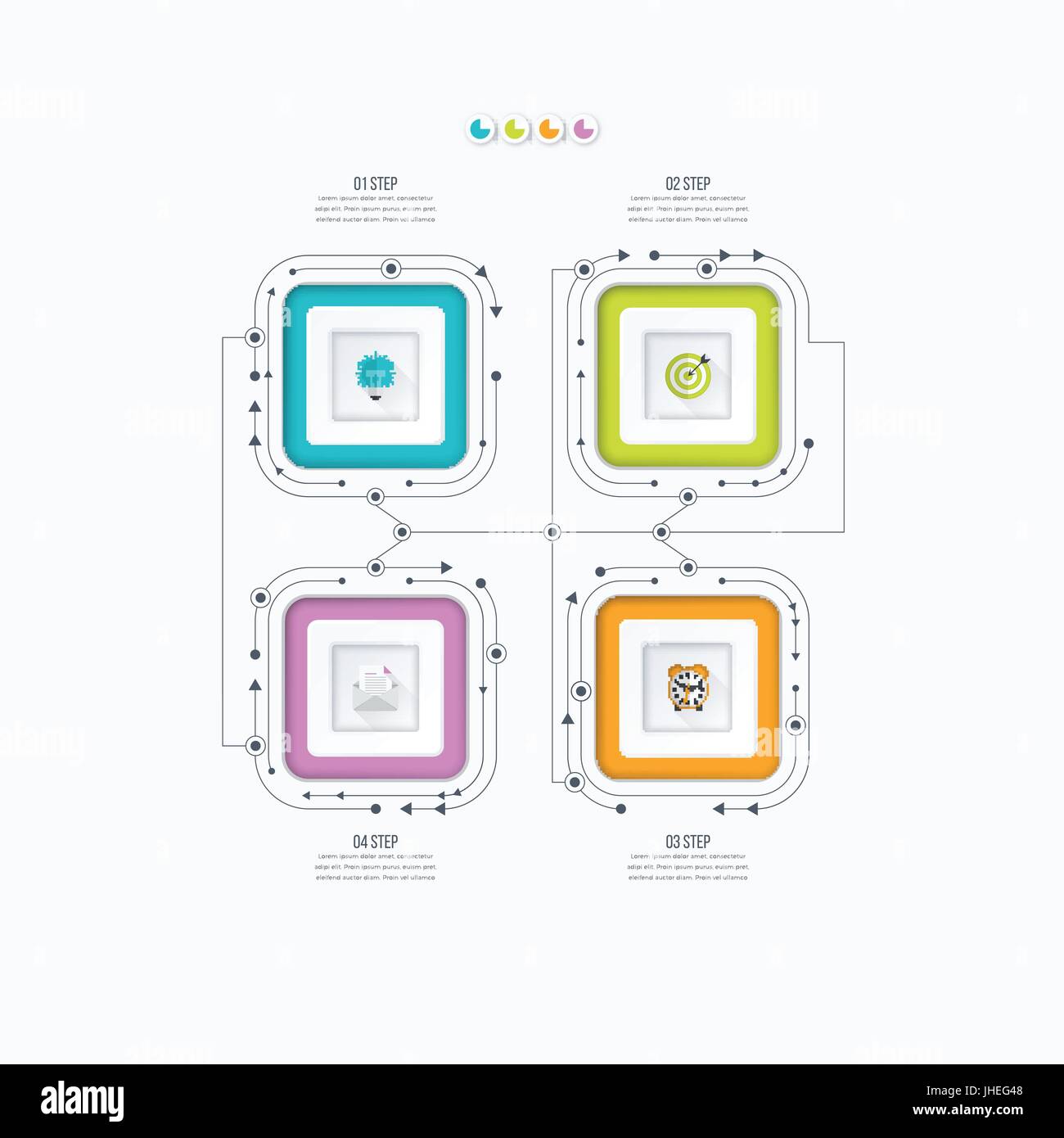 Business infographics template 4 steps with square Stock Vector Image ...