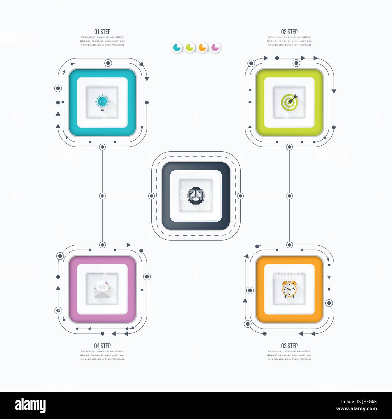 Business infographics template 4 steps with square Stock Vector Image ...