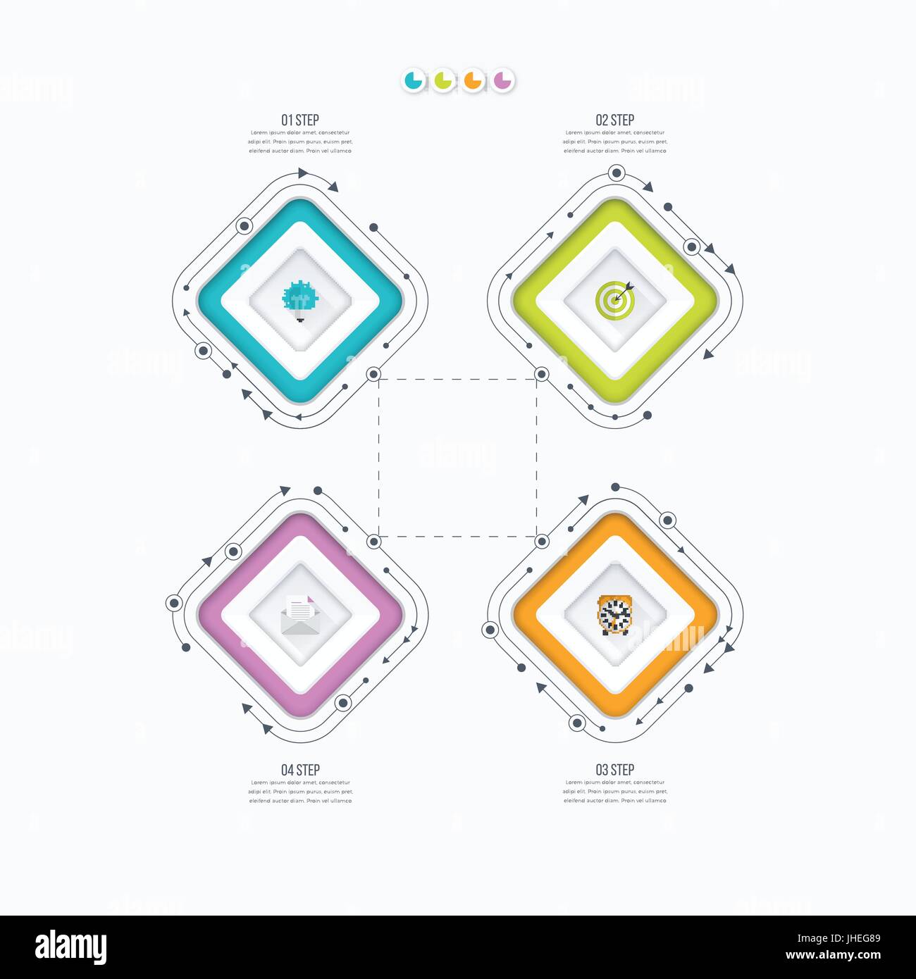 Business infographics template 4 steps with square Stock Vector Image ...