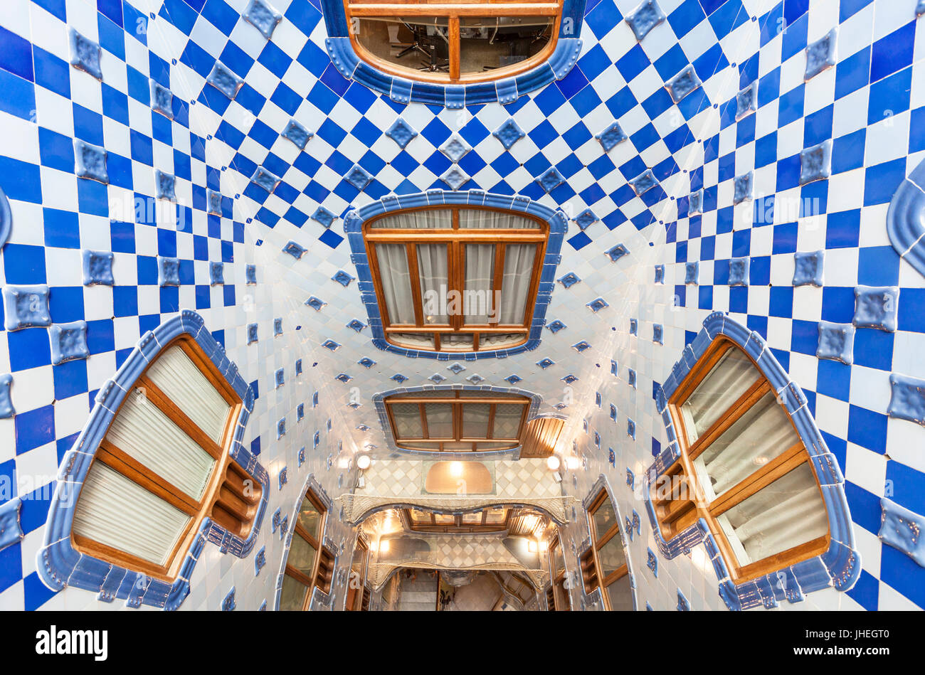 Barcelona Catalunya Casa Batllo Interior Blue And White