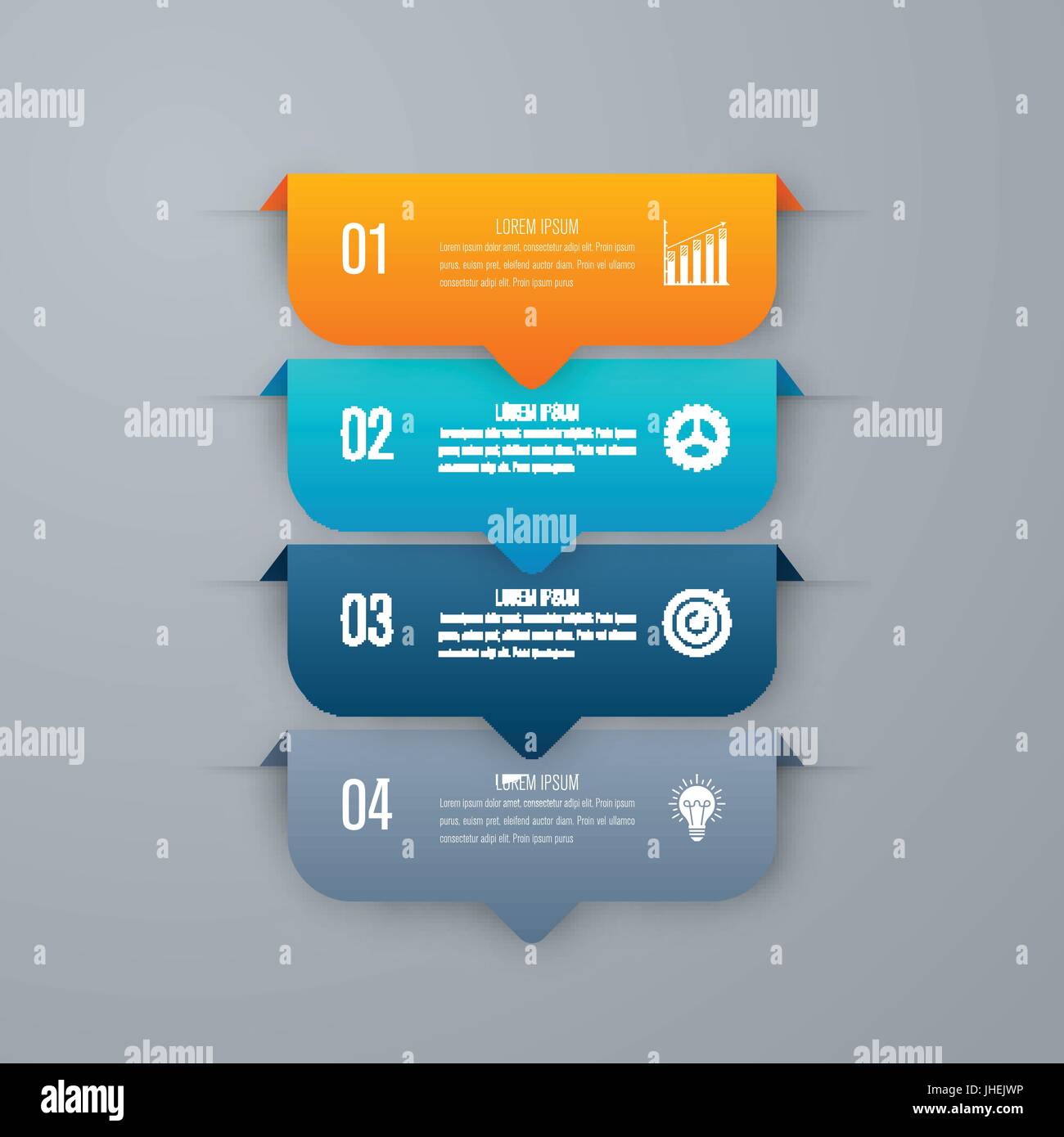 Business infographics template 4 steps with square Stock Vector Image ...