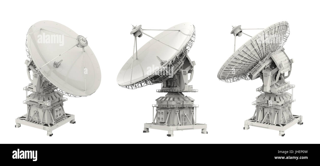 3d rendering satellite dish on white background Stock Photo - Alamy