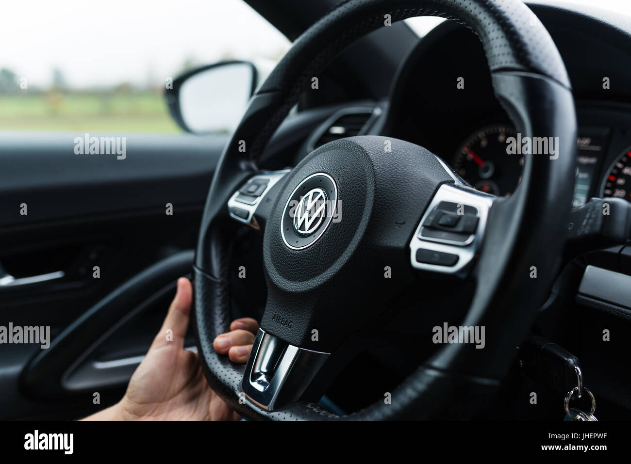 Bamberg, Germany: Circa November 2015 - Steering wheel of a VW Scirocco  Stock Photo - Alamy