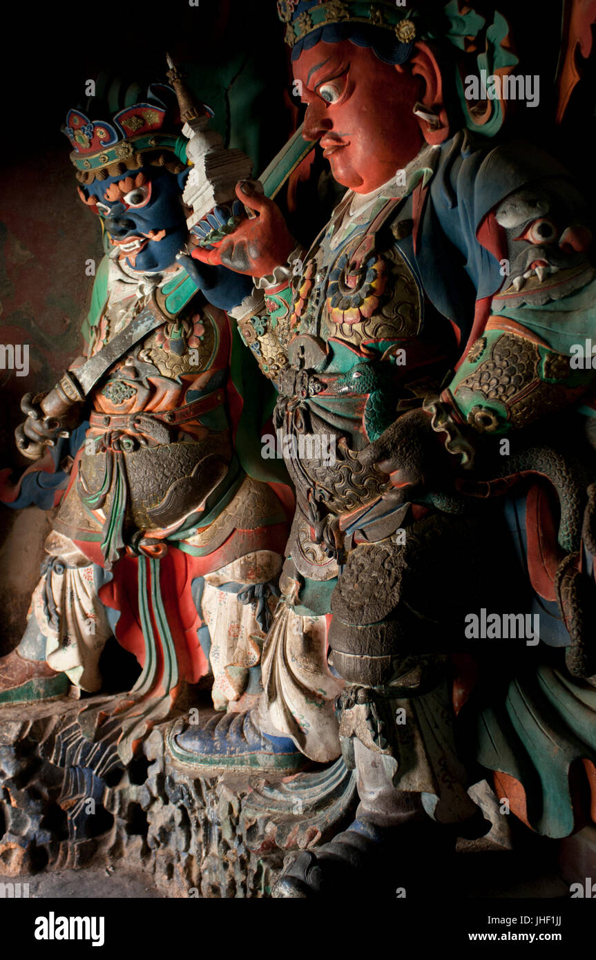 Tibetan deities inside Pelkhor Chode Temple Complex, Gyantse, Tibet, China Stock Photo