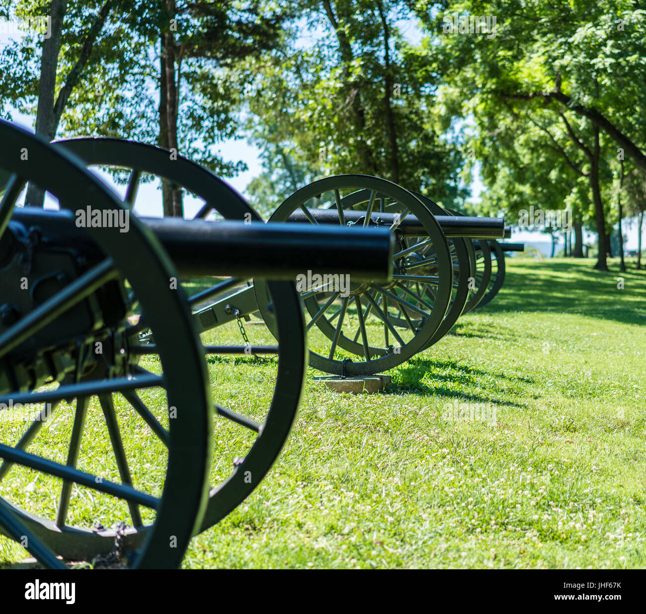 Row of antique civil war cannons at Harpers Ferry WV Stock Photo - Alamy