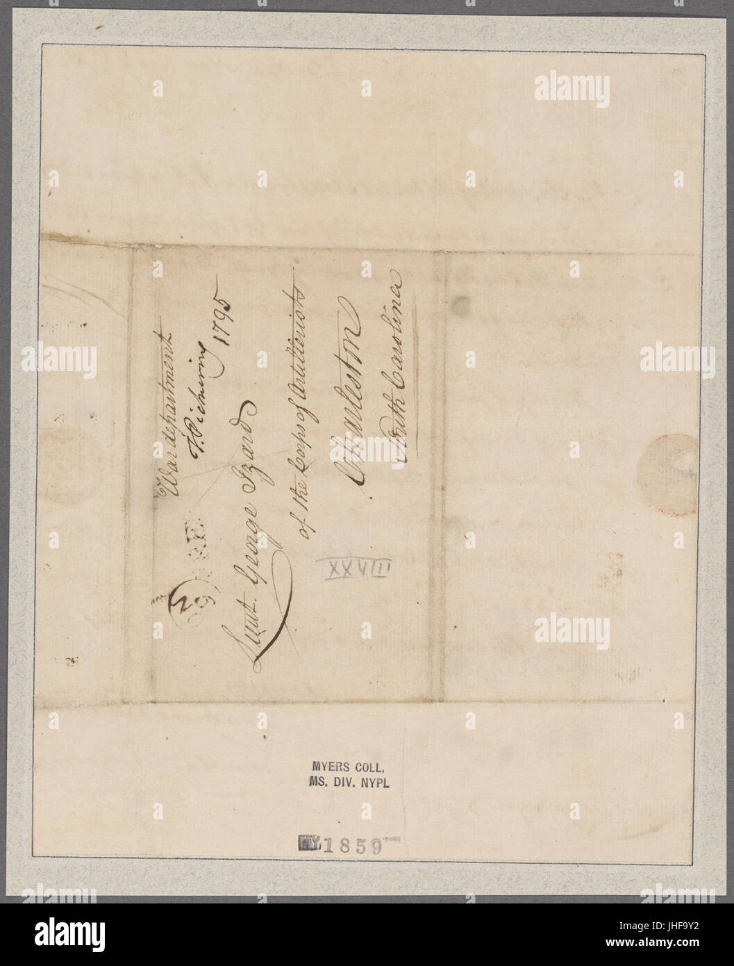 Pickering, Timothy. War Office. To Lieutenant George Izard (NYPL b11868620-5386109) Stock Photo