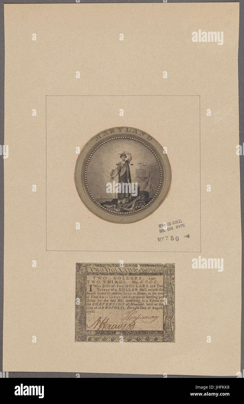 Maryland paper money. Two and two-thirds dollars (NYPL b11868620-5339121) Stock Photo
