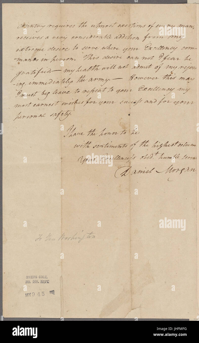 Morgan, Daniel. Saratoga. To General Washington (NYPL b11868620-5339774) Stock Photo