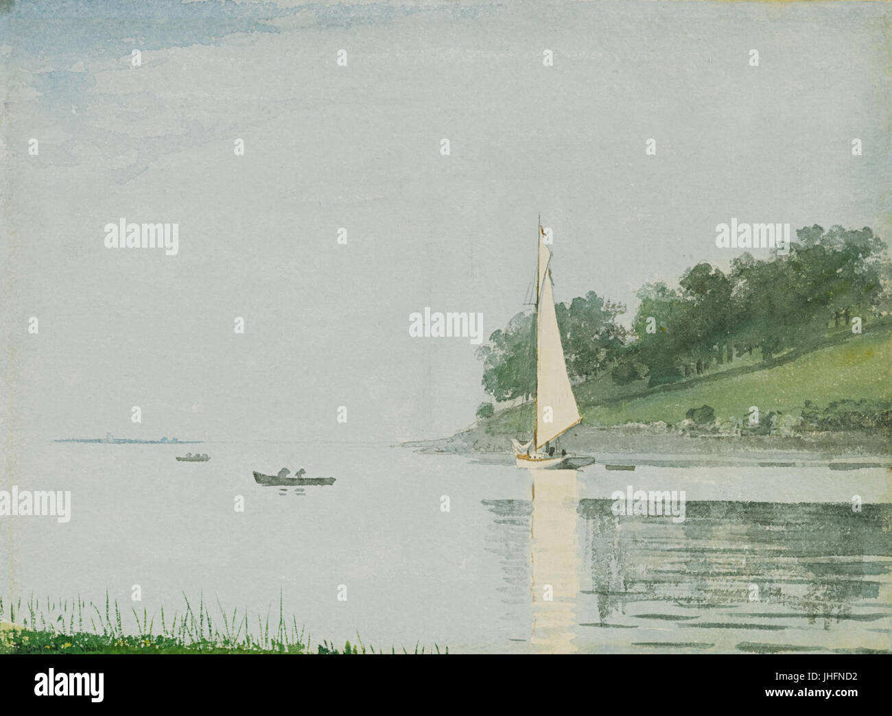 Yacht In A Cove, Gloucester (1880). Winslow Homer (American, 1836