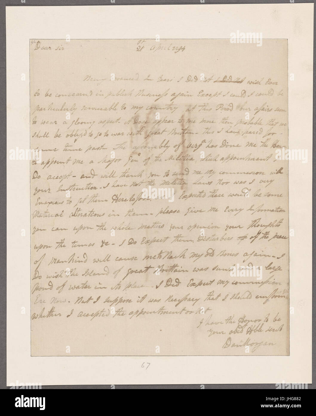 Morgan, Daniel. (Virginia-) To General Lee (NYPL b11868620-5417290) Stock Photo