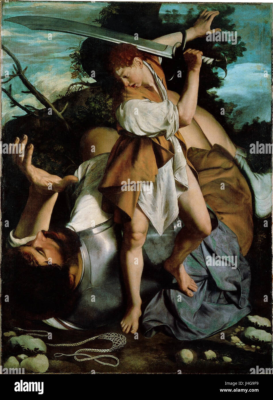 David and goliath by orazio gentileschi hi-res stock