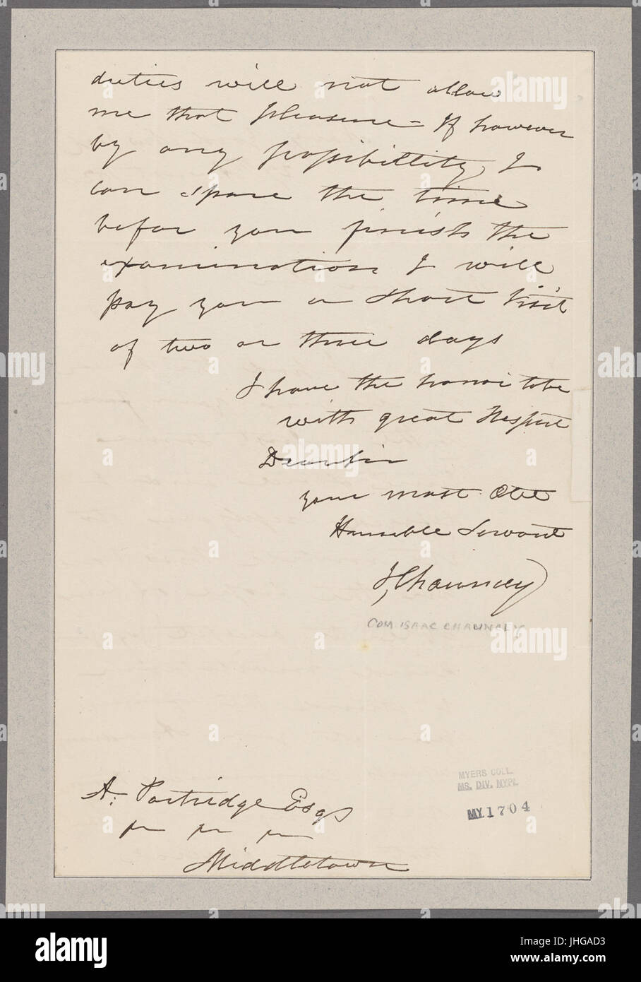 Chauncey, Isaac. Navy Yard, New York. To A. Partridge (NYPL b11868620-5413434) Stock Photo