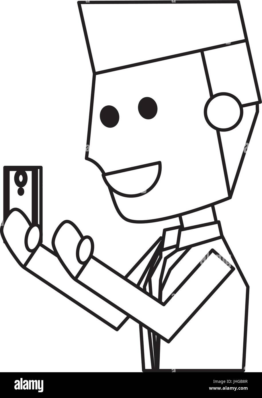 Young man with smartphone cartoon icon vector illustration graphic ...