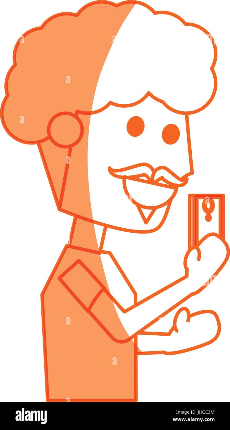 Young man with smartphone cartoon icon vector illustration graphic ...