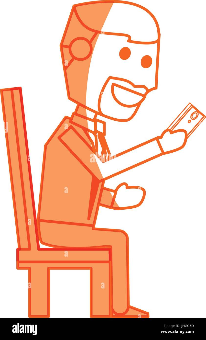 Young man with smartphone cartoon icon vector illustration graphic ...