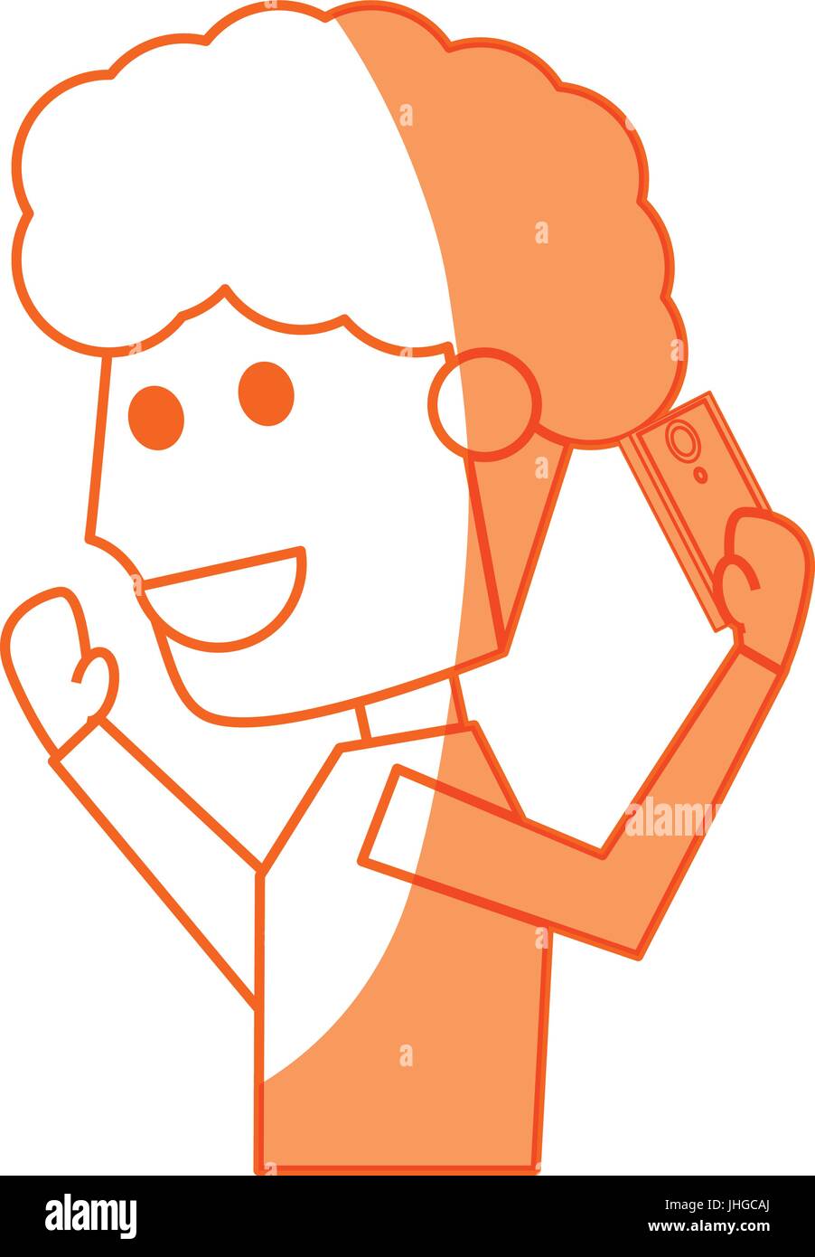 Young man with smartphone cartoon icon vector illustration graphic ...