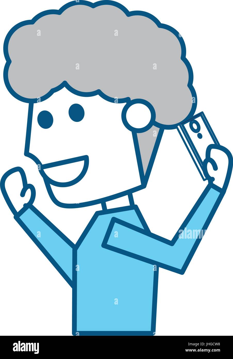 Young man with smartphone cartoon icon vector illustration graphic ...