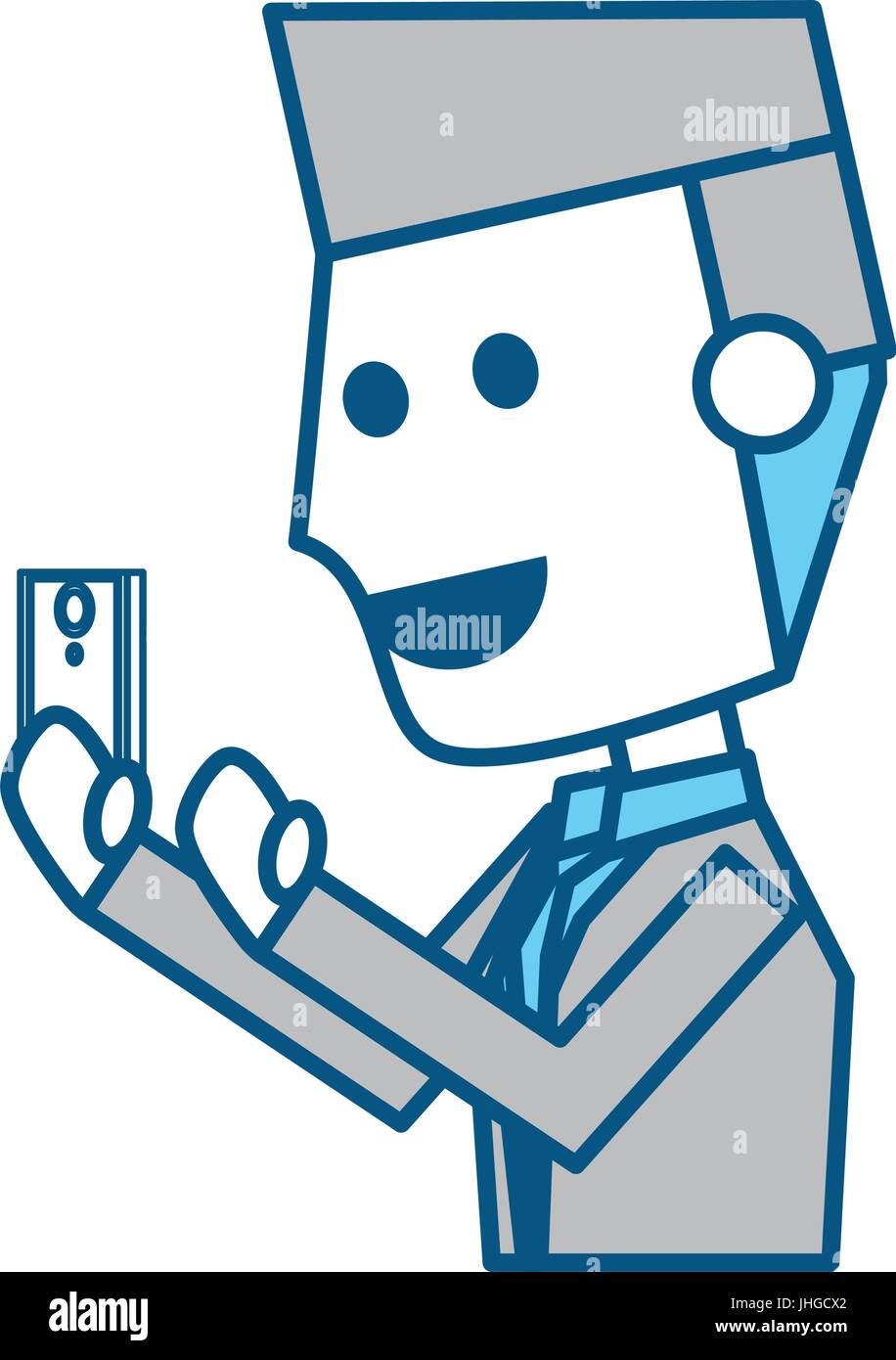 Young man with smartphone cartoon icon vector illustration graphic ...