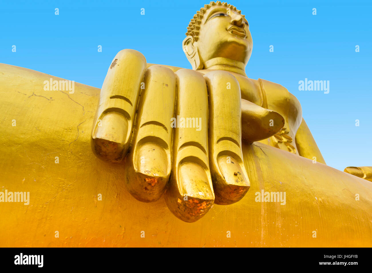 Golden Buddha statue of Big Buddha on blue sky, Pattaya Thailand Stock ...