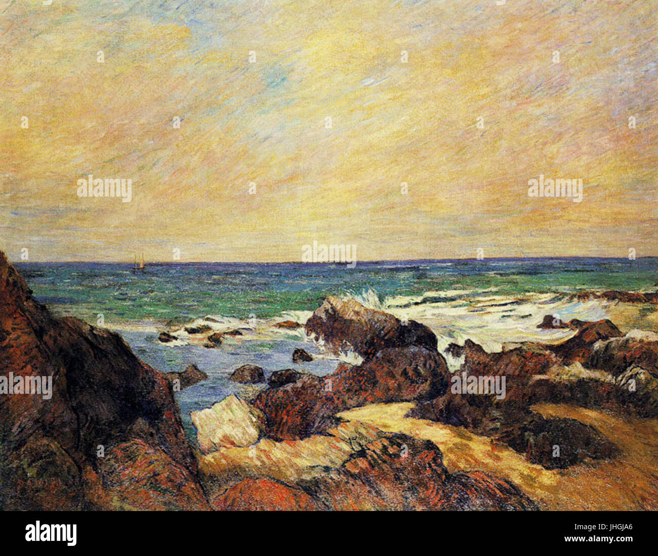 gauguin-1886-les-rochers-dans-la-mer-stock-photo-alamy