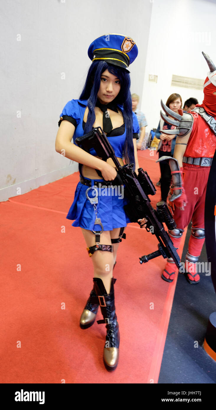 2016 Taipei Game Show Day 5, Cosplayer of Caitlyn, League of Legends 20160202 Stock Photo
