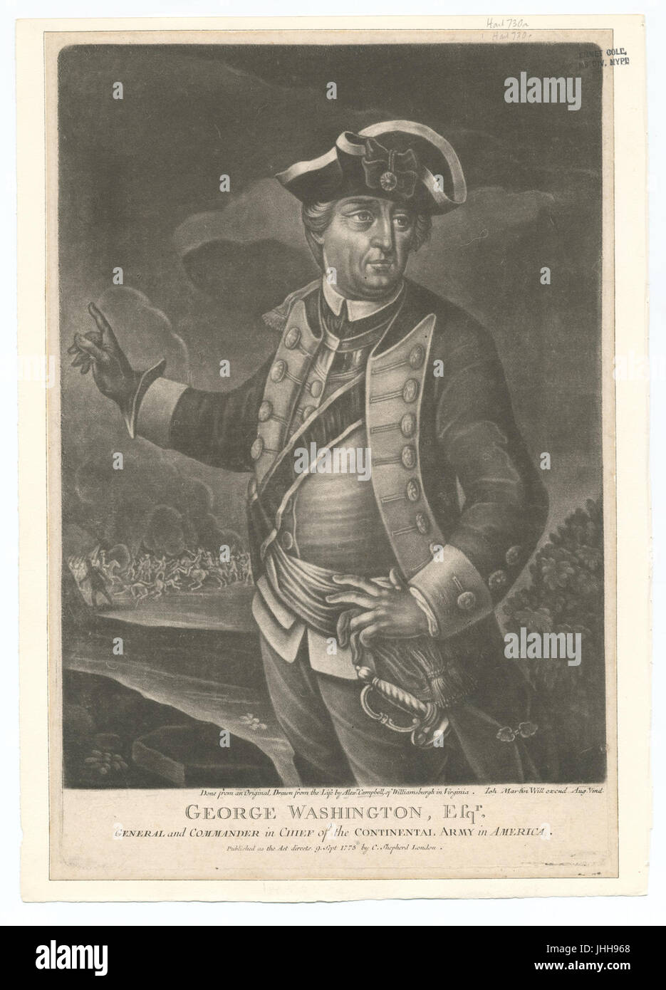 George Washington, Esqr. General and Commander in Chief of the Continental Army in America (NYPL b12349145-423096) Stock Photo