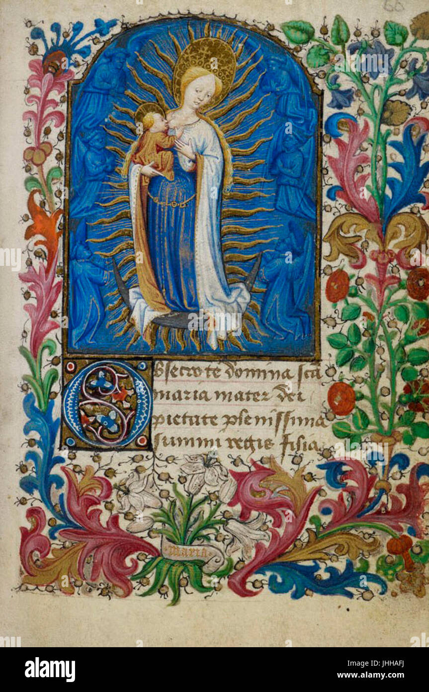 Hours - Cambridge Univ Lib li.6.23 (Virgin nursing the Christ child) Stock Photo