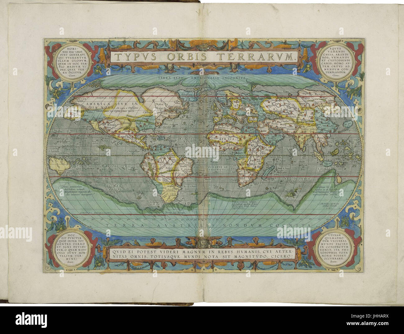 Ortelius Map Software Map of the world by Abraham Ortelius Stock Photo - Alamy