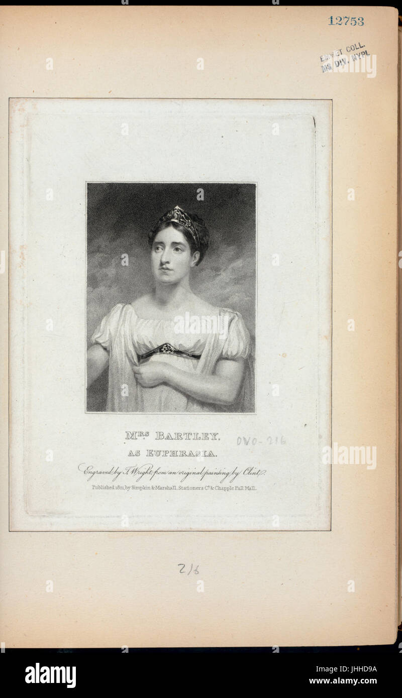 Mrs. Bartley as Euphrasia (NYPL Hades-256213-431228) Stock Photo