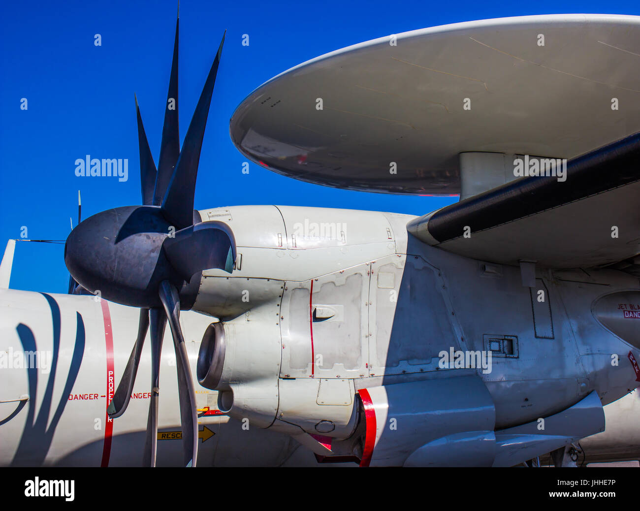 Large Propellers And Jet Engine On Plane At Local Air Show Stock Photo