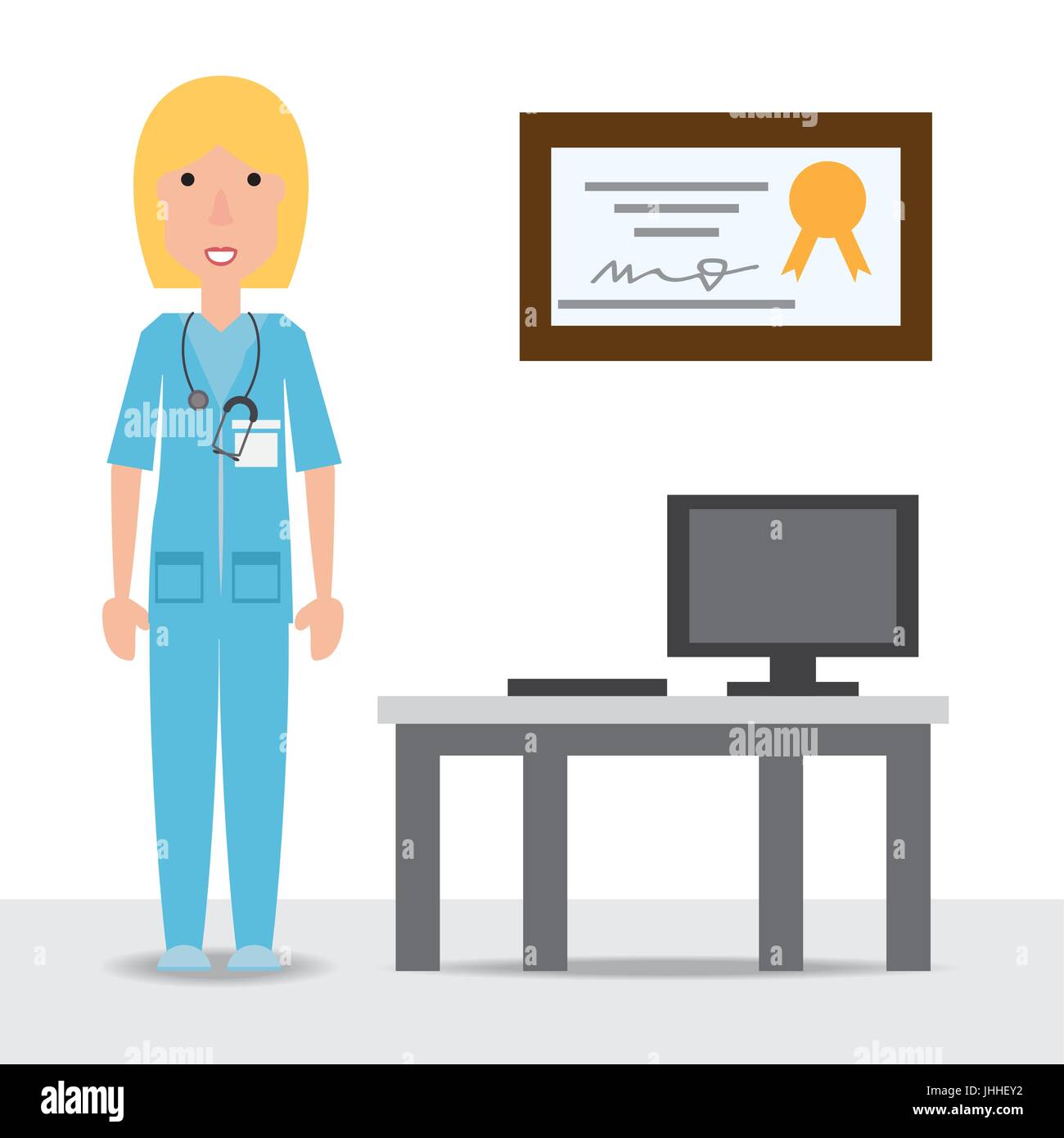 Woman Doctor With His Consulting Room Stock Vector Image Art Alamy