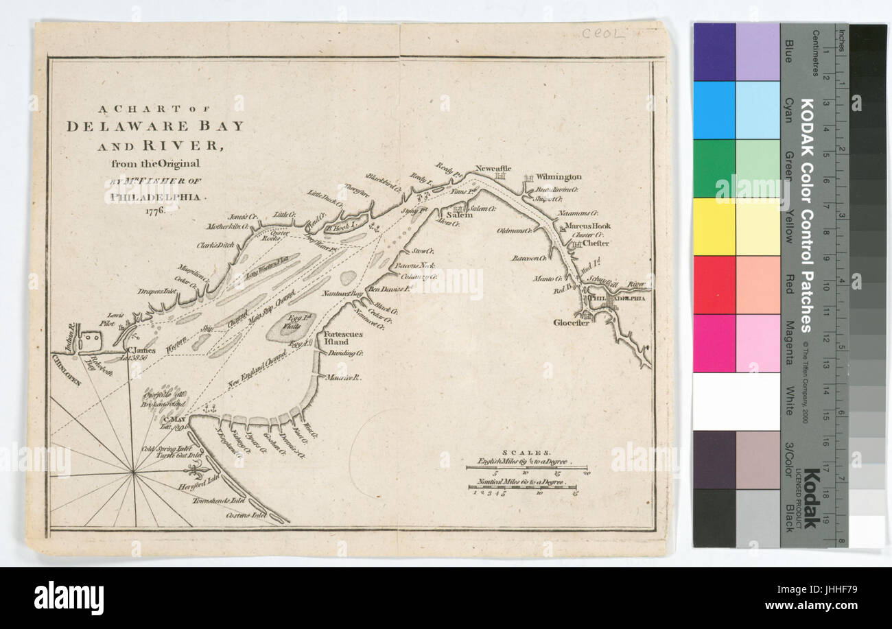 A chart of Delaware Bay and River (NYPL b14963773495170 Stock Photo