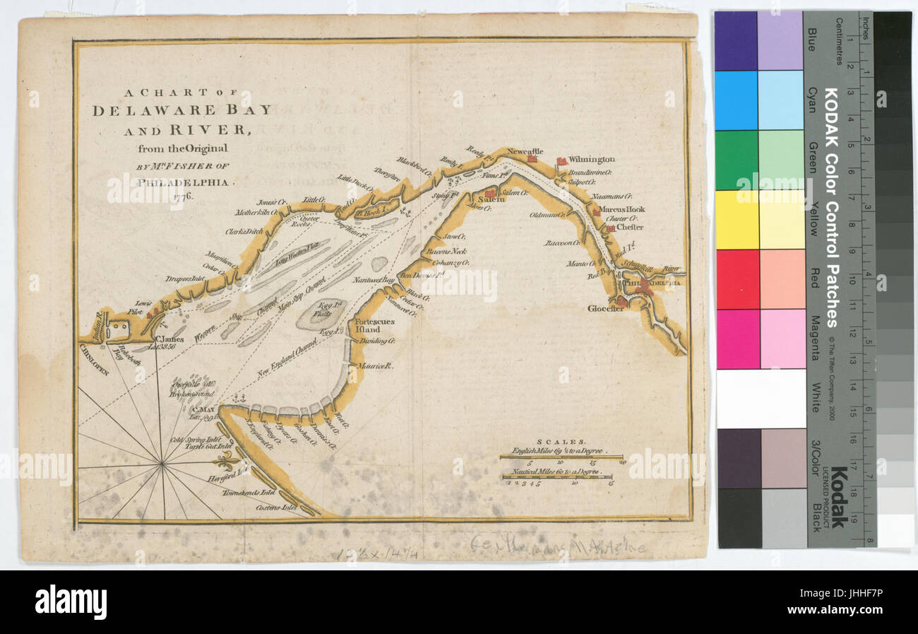 A chart of Delaware Bay and River (NYPL b14963773465941 Stock Photo