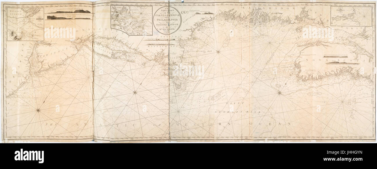 A new chart of the coast of America from Philadelphia to Halifax Harbor (NYPL b15063057-434046) Stock Photo