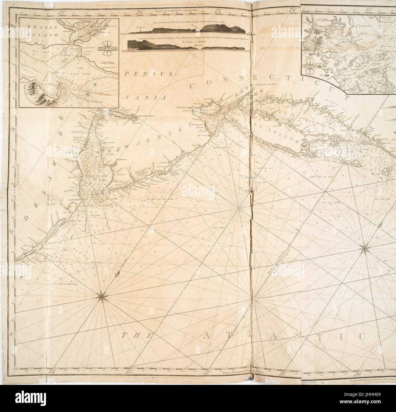 A new chart of the coast of America from Philadelphia to Halifax Harbor (NYPL b15063057-1950395) Stock Photo