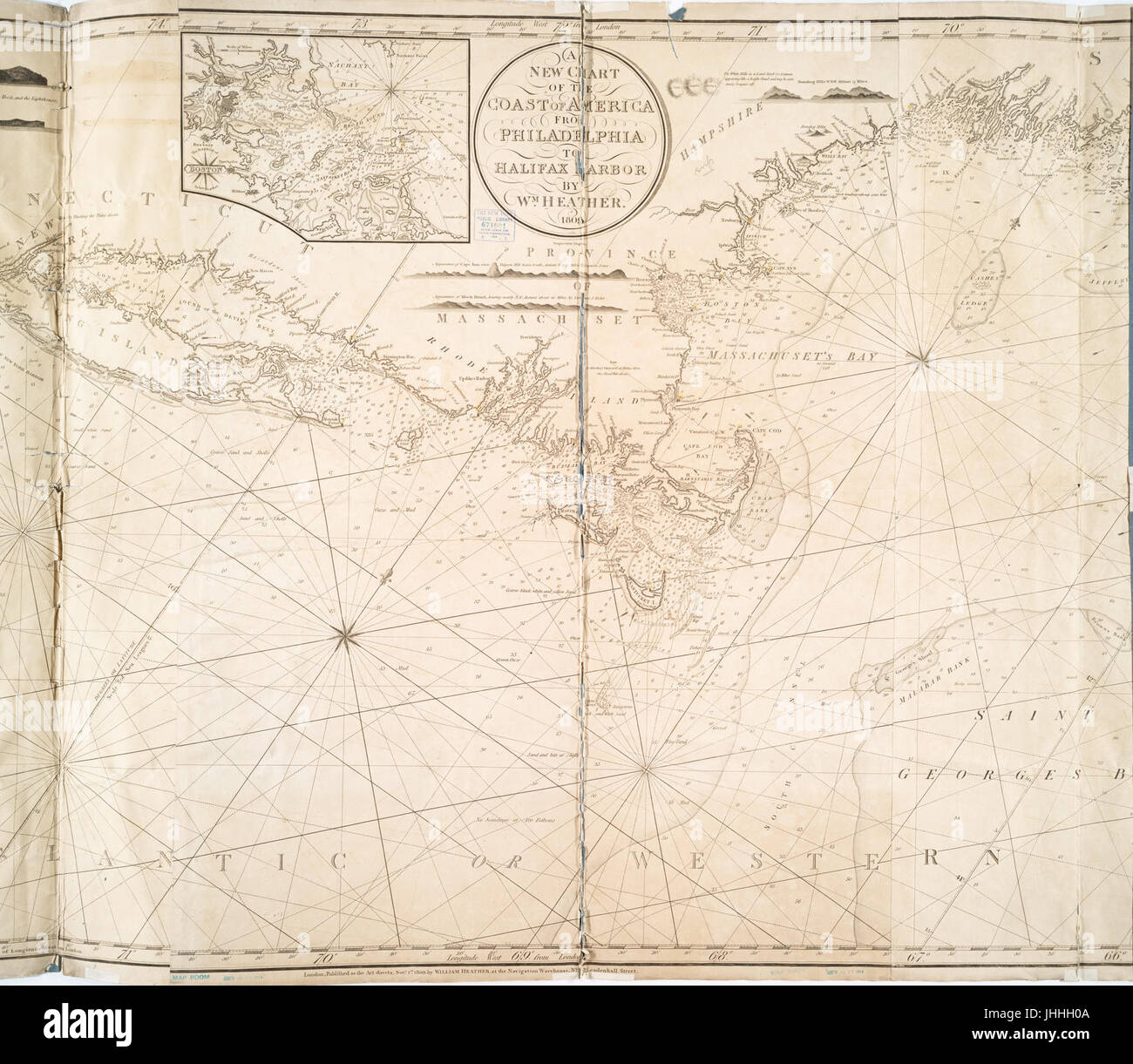 A new chart of the coast of America from Philadelphia to Halifax Harbor (NYPL b15063057-1950396) Stock Photo