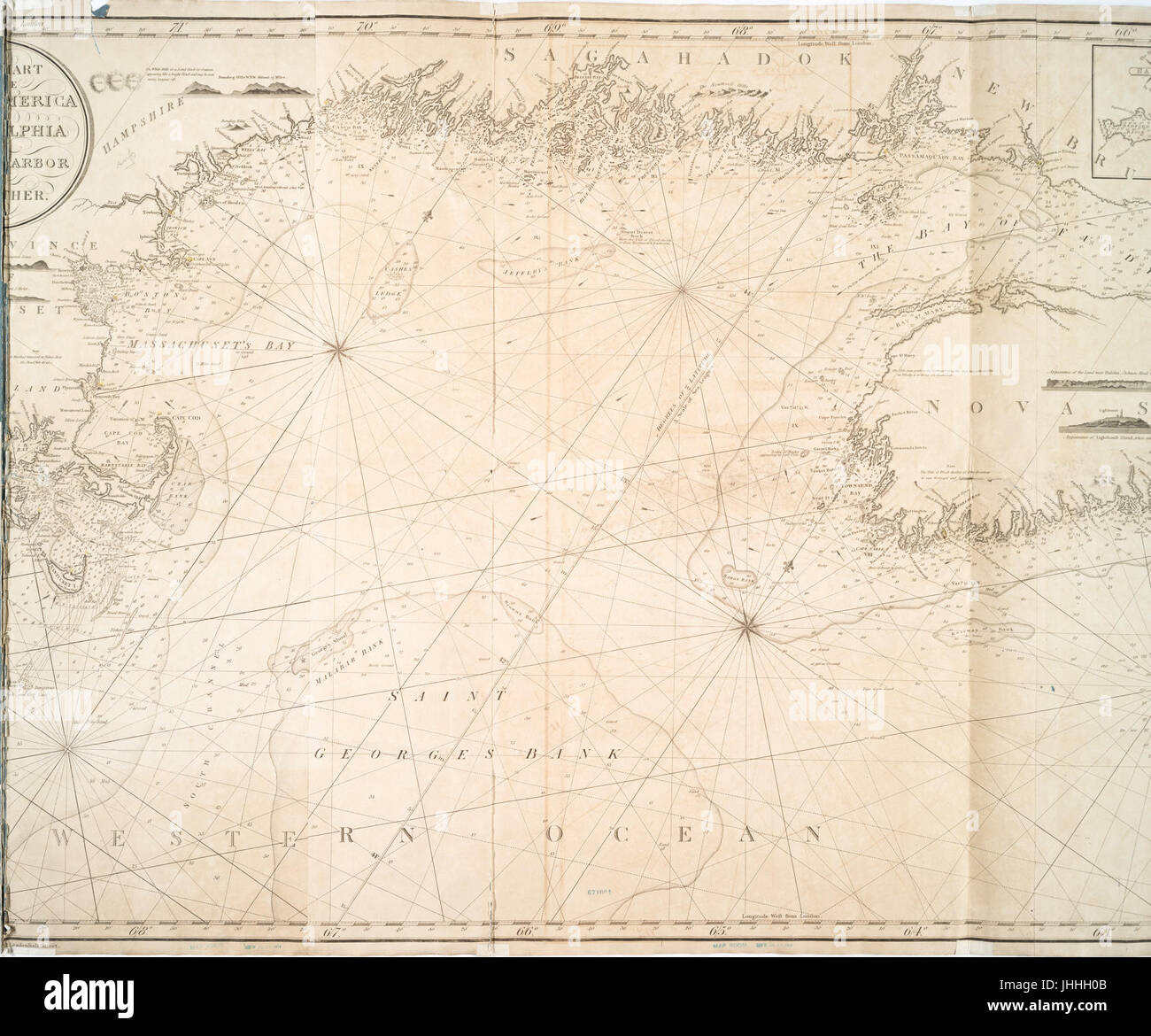 A new chart of the coast of America from Philadelphia to Halifax Harbor (NYPL b15063057-1950397) Stock Photo
