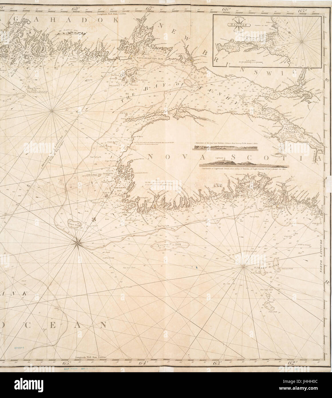 A new chart of the coast of America from Philadelphia to Halifax Harbor (NYPL b15063057-1950398) Stock Photo